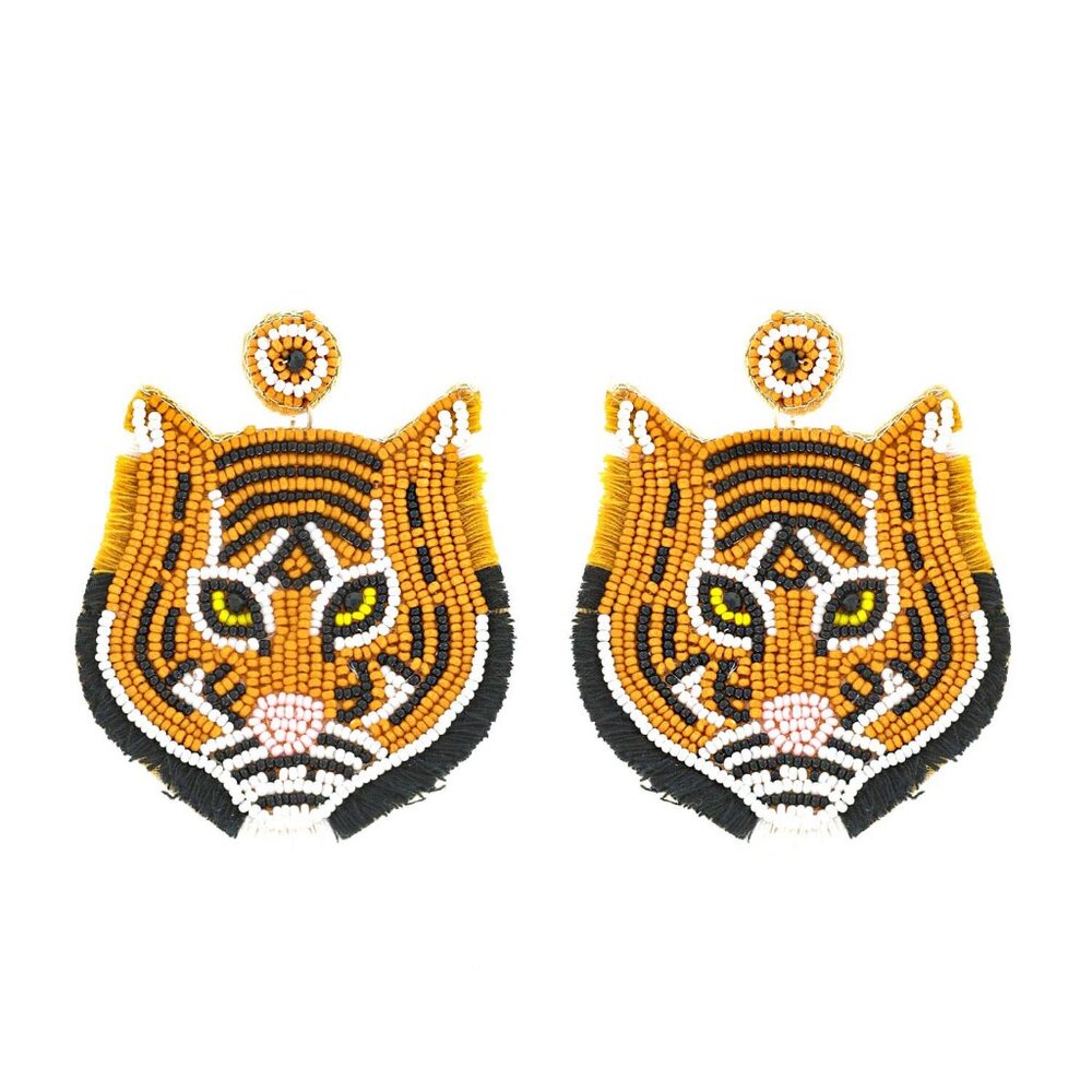 Beaded Tiger Earrings